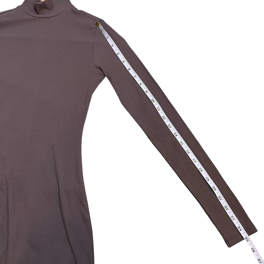 Skims Soft Lounge Amethyst Taupe Ribbed Mock Neck Long Sleeve Maxi Dress SZ S - Picture 12 of 13